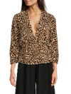 Renee C Women's Leopard Print Top In Taupe