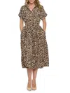 Renee C Women's Leopard Print Smocked Midi Dress