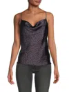 Renee C Women's Cowlneck Satin Camisole In Charcoal