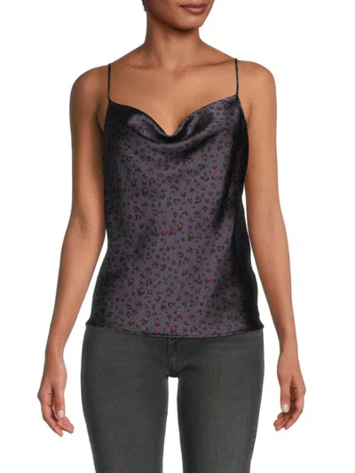 Renee C Women's Cowlneck Satin Camisole In Charcoal