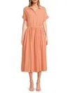Renee C Women's Linen Blend Shirt Dress In Coral