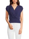 Renee C Women's Linen Blend Top In Navy