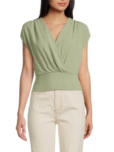 Renee C Women's Smocked Hem Top In Olive