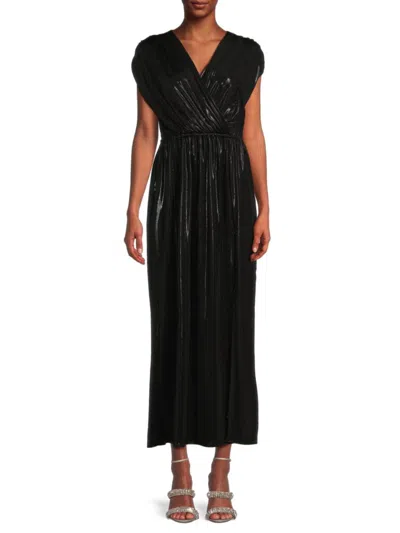 Renee C Women's Liquid Metallic Maxi Dress In Black