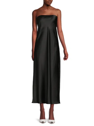 Renee C Women's Strapless Satin Midi Dress In Black