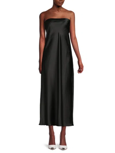 Renee C Women's Liquid Satin Midi Tube Dress In Black