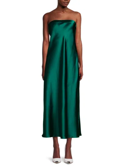 Renee C Women's Strapless Satin Midi Dress In Jade
