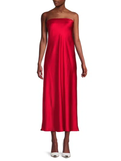 Renee C Women's Strapless Satin Midi Dress In Red