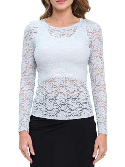 Renee C Women's Long Sleeve Lace Top In Blue