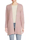 Renee C Women's Longline Open Front Cardigan In Pink