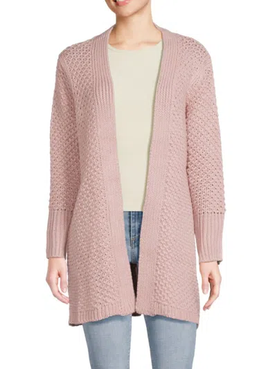 Renee C Women's Longline Open Front Cardigan In Pink