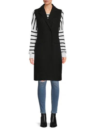 Renee C Babies' Women's Longline Wool Blend Double Breasted Vest In Black