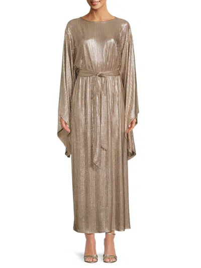 Renee C Women's Metallic Batwing Sleeve Maxi Dress In Gold