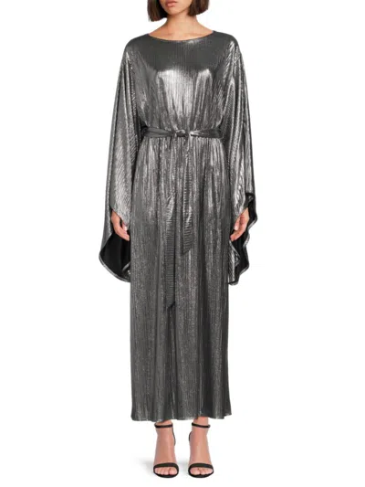 Renee C Women's Metallic Batwing Sleeve Maxi Dress In Silver
