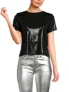 Renee C Women's Metallic Crewneck Tee In Black