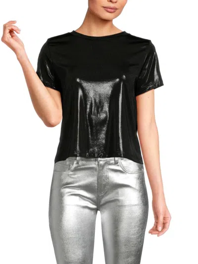 Renee C Women's Metallic Crewneck Tee In Black