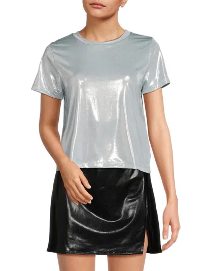 Renee C Women's Metallic Crewneck Tee In Blue