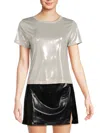 Renee C Women's Metallic Crewneck Tee In Ivory