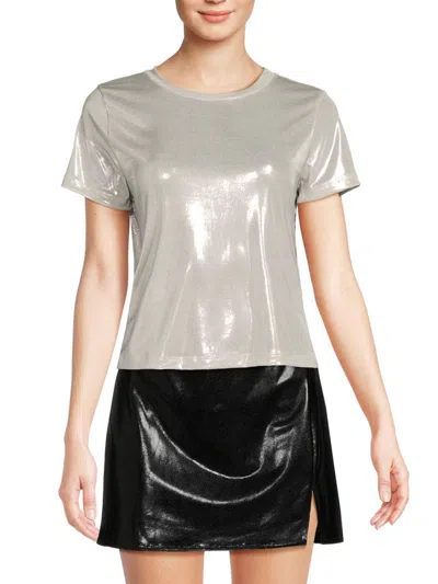 Renee C Women's Metallic Crewneck Tee In Ivory