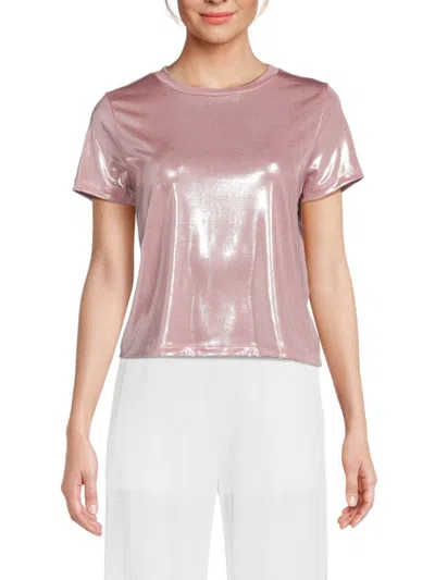 Renee C Women's Metallic Crewneck Tee In Pink