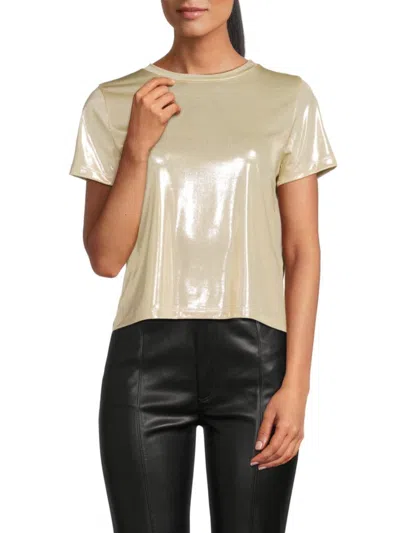 Renee C Women's Metallic Crewneck Tee In Sand