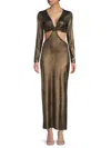 Renee C Women's Metallic Cutout Maxi Dress In Black Gold