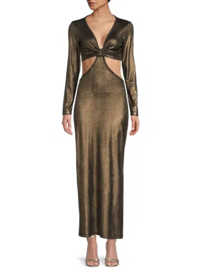 Renee C Women's Metallic Cutout Maxi Dress In Black Gold