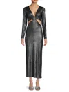 Renee C Women's Metallic Cutout Maxi Dress In Black Silver