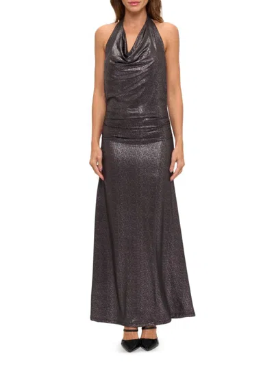 Renee C Women's Metallic Halterneck Maxi Dress In Blue