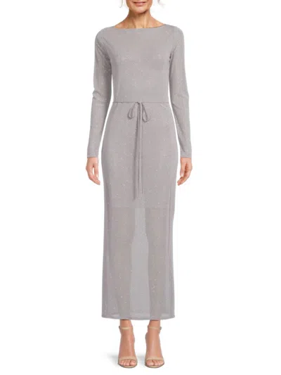 Renee C Women's Metallic Mesh Maxi Dress In Silver