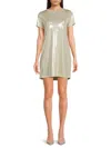 Renee C Women's Metallic Mini Tee Dress In Black