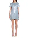 Renee C Women's Metallic Mini Tee Dress In Blue