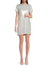 Renee C Women's Metallic Mini Tee Dress In Ivory