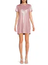 Renee C Women's Metallic Mini Tee Dress In Pink