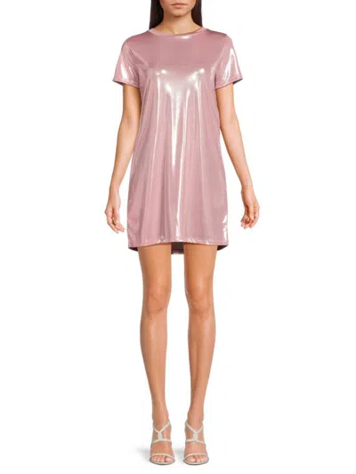 Renee C Women's Metallic Mini Tee Dress In Pink