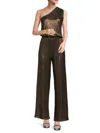 Renee C Women's Metallic One Shoulder Jumpsuit In Bronze