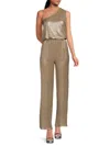 Renee C Women's Metallic One Shoulder Jumpsuit In Gold