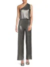 Renee C Women's Metallic One Shoulder Jumpsuit In Silver