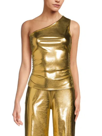 Renee C Women's Metallic One Shoulder Top In Gold