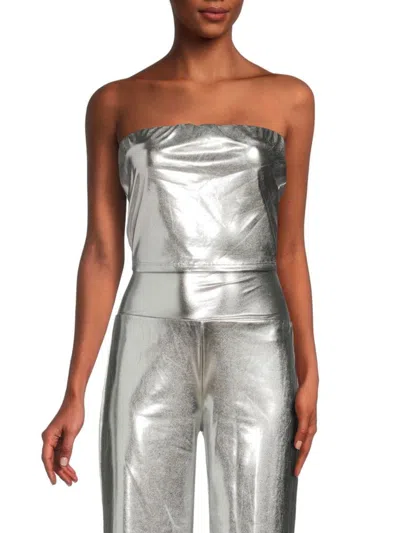 Renee C Women's Metallic Tube Top In Silver