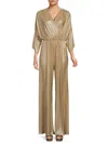 Renee C Women's Metallic Wide Leg Jumpsuit In Gold