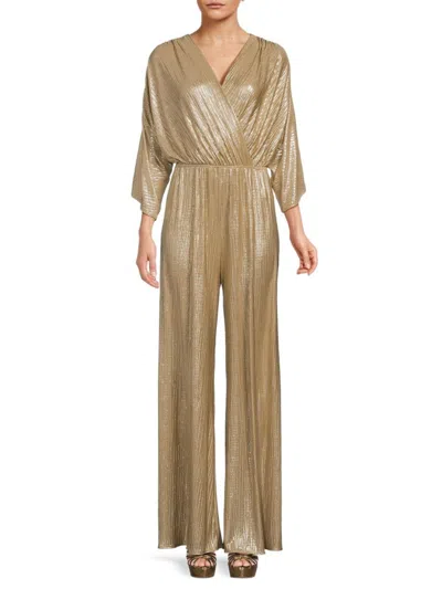 Renee C Women's Metallic Wide Leg Jumpsuit In Gold