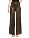 Renee C Women's Metallic Wide Leg Pants In Bronze