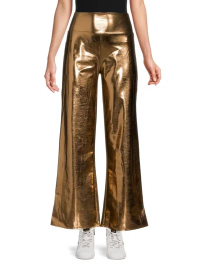 Renee C Women's Metallic Wide Leg Pants In Copper
