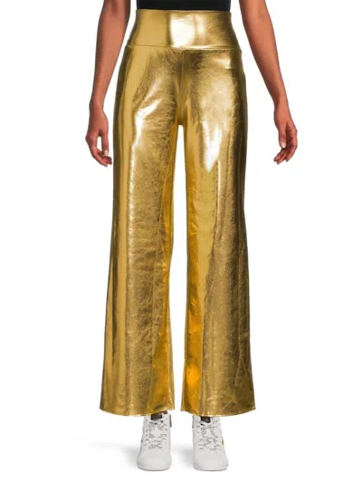 Renee C Women's Metallic Wide Leg Pants In Gold
