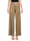 Renee C Women's Metallic Wide Leg Pants In Gold