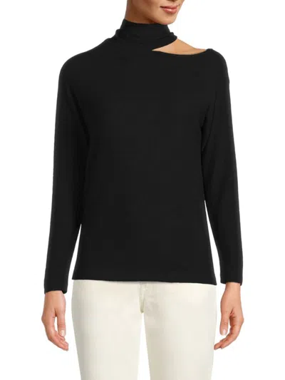 Renee C Women's Mockneck Cutout Top In Black