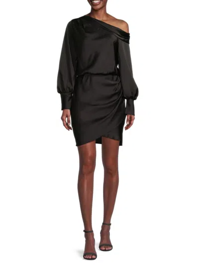 Renee C Women's Off Shoulder Satin Mini Dress In Black