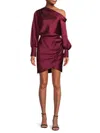 RENEE C WOMEN'S OFF SHOULDER SATIN MINI DRESS