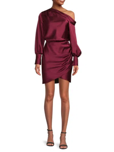 Renee C Women's Off Shoulder Satin Mini Dress In Burgundy